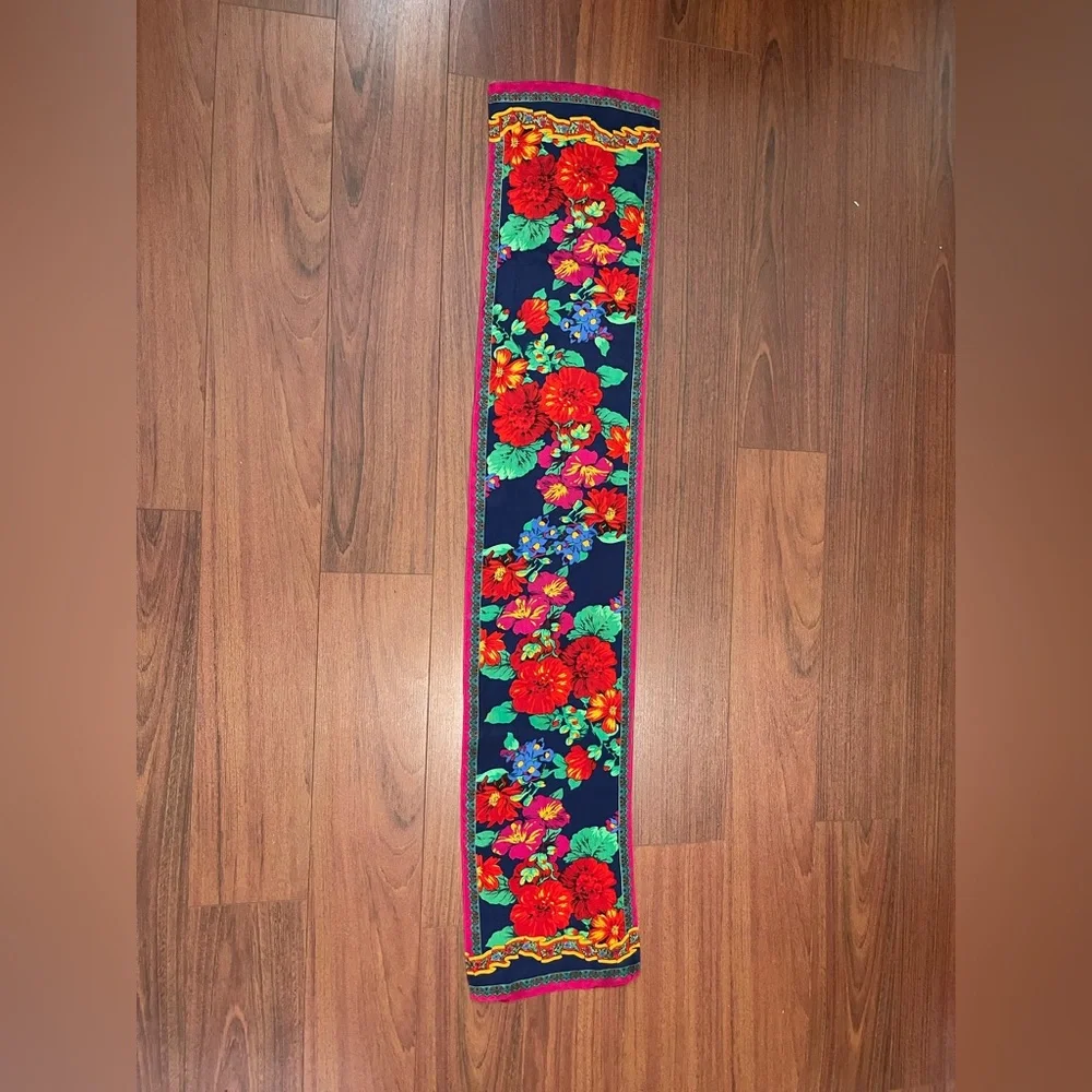 vintage Liz Claiborne floral 100% silk scarf colorful, and vibrant long